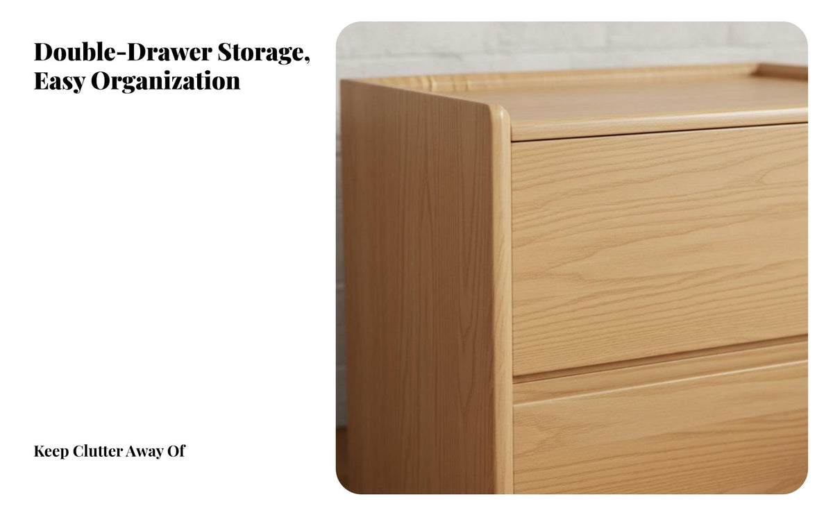 Two-Drawer Nightstand Nordic Design Bedside Cabinet Minimalist aesthetic for Adults