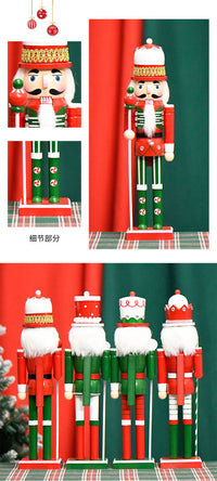 38cm Candy Series Cake Head Nutcracker Wooden Christmas Decoration