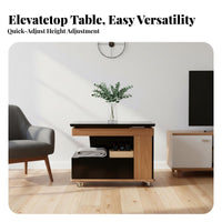 Rotate Elevating-Top Table Adjustable Height Living Room Furniture Movable with Wheels Easy Mobility