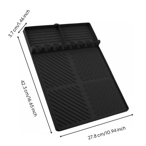 Grill-Adjacent Shelf Mat Heat Resistant Silicone Grill Utensil Mat Non-Slip Silicone Spoon Rest for Grillers, Grilling