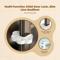Kid Security Lock, Sliding Door Latch, Adjustable Cabinet Lock, Infant Proofing, Easy to Install, U-Shaped, Childproof Protection