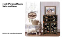 Tibetan Painted Chest Antique Finish Bedside Cabinet Ornate features sturdy Construction for Homeowners, Bedroom, Entryway