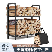 跨境铁艺木堆垛机收纳架壁炉木柴存储架户外可拆装重型木架堆叠架
