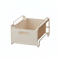 Under Cabinet Organizer Raised Side Rails Bin with Metal Frame White Below Sink Organizer