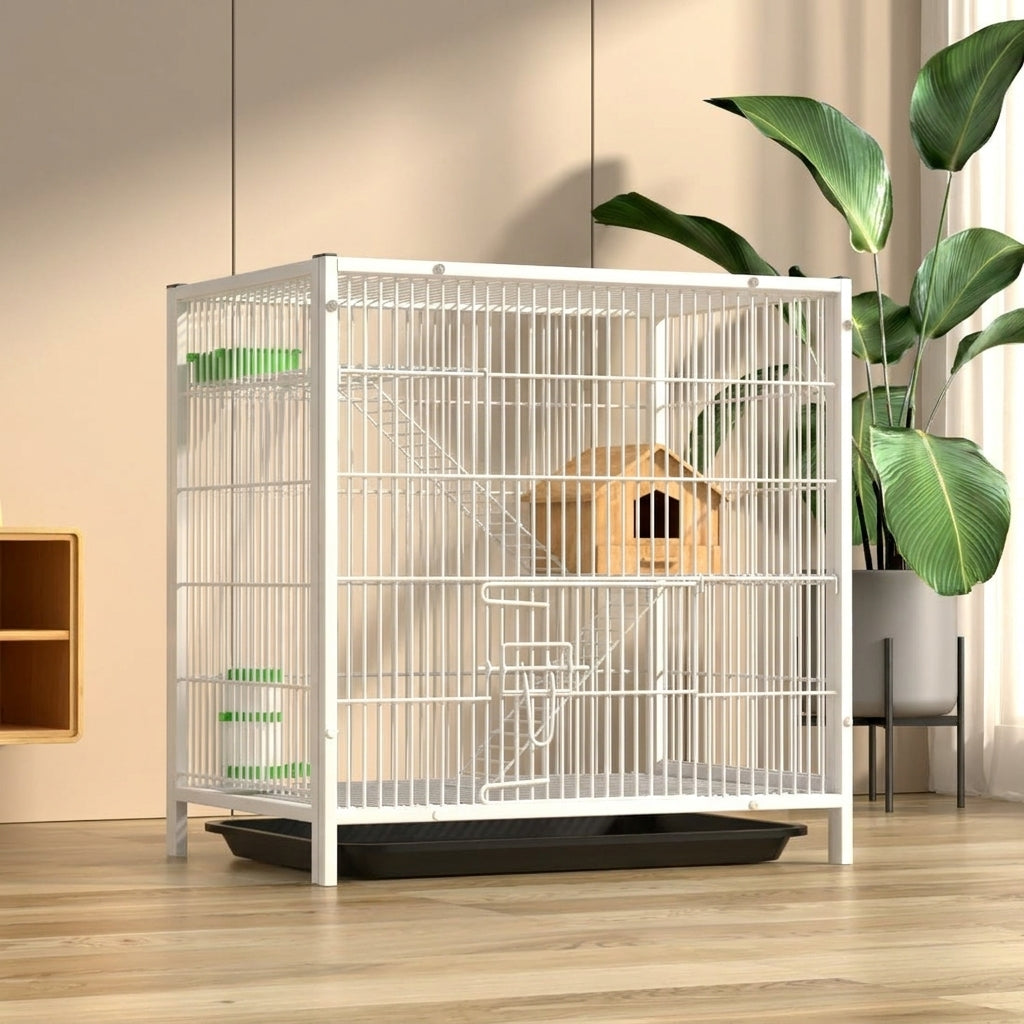 Guinea Pig Cage and Multi-Level Pet Cage, Metal Wire Small Animal Enclosure, Squirrel Cage Indoor with 1.5cm Bar Spacing and Removable Out Tray