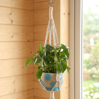 Macrame Plant Hanger, Bohemian Hanging Planter for Indoor & Outdoor Use, Cream Plant Fiber Macrame Hanger for Home Garden Decor