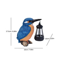 Solar Kingfisher Lantern Wood-Stump Base Bird Garden Ornament Decorative