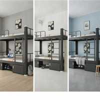 Bunk Bed with Storage Cabinet Space-Saving Bunk Bed with Mattress Double-Layer Furniture for Students, Roommates, Dorm Rooms, Shared Apartments