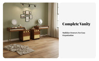 Retractable Vanity Set Space-Saving Dressing Table Multi-Functional Corner-Fit for Walk-in Closet