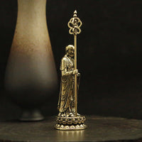 Antique Brass Ksitigarbha Bodhisattva Statue for Home or Office
