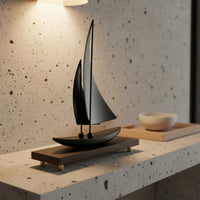 Metal Sailboat Ornament Layered Sails Display Piece Polished Surface for Office