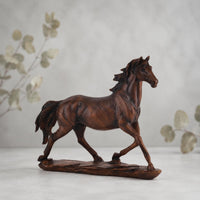 Wood Grain Horse Sculpture Nordic Style Standing Horse Statue Sturdy Table Ornament for Desktop
