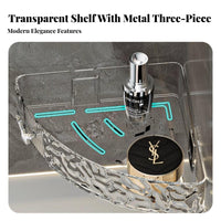No-Drill Installation Adhesive Shower Basket Strong Load-Bearing Waterwave Shower Basket Quick Draining Bathroom Shelf Large Capacity for Renters, Homeowners, Families, Washroom, Kitchen
