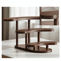 Desktop Storage Rack Walnut-Finish Tabletop Mug Rack with Three Shelves Multi-Level Shelving for Countertop