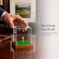 Golf Ball Acrylic Display Case with Wooden Base Dustproof Storage Cover