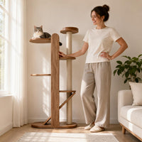 Wooden Cat Climber Climbing Tree Sturdy Base Cat Climbing Towers Structure Space-Saving Pet Accessory