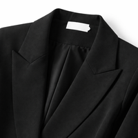 Shoulder Pads Ladies Blazers with Double Breasted Design for Office Wear, Plus Size Womens Long Sleeve Jacket, Business Casual Mid Length