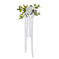 Chair Back Flower with Ribbon Lifelike Pew Flowers Handmade for Brides