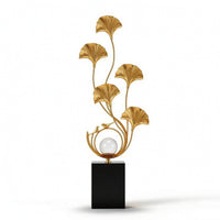 Ginkgo Leaf Sculpture Tall Metal Leaf Sculpture Modern Decoration for Living Room