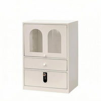 Tabletop Makeup Cabinet Arched Doors Lockable Desktop Cabinet