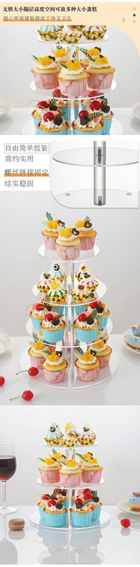 跨境内销透明塑料亚克力蛋糕架多层展示架结婚生日派对甜品展示架