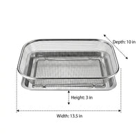 Kitchen Colander and Vegetable Colander, Stainless Steel Rectangular Mesh Washing Basket with Shallow Tray, Fruit Colander for Food Processing