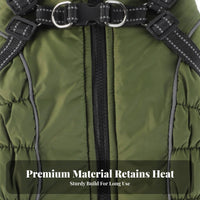 Windproof Dog Coat with Harness Adjustable Fit Dog Harness Winter Coat Elastic Abdomen Design for Cold Weather, Night Walks, Rainy Days