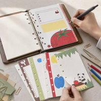 Vintage M5 Tri-Fold Sushi Grass Pudding Tomato Girl Heart Loose Leaf Notebook Refills