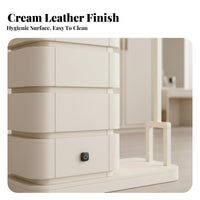 French Cream design Rotating Coat Rack with Mirror Multifunctional Design Storage Organizer Space-Saving Hall Tree for Apartment Dwellers, Homeowners, Adults, Entryway, Bedroom, changing area, Walk-in Closet