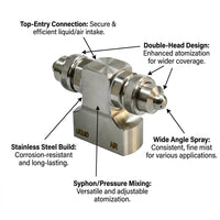 Nozzle 4BSPT Misting Low Pressure, 304 Stainless Steel Fogging Nozzle, Wide Angle Spray Head, for Du - Double-head Wide-angle Round Spray