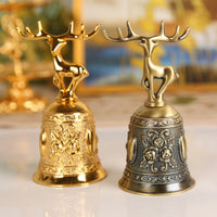 Ornate Deer-Shaped Hand Bell Decorative Bell with Deer Topper Portable Sturdy for Reception Desk, Dining Table, Restaurant