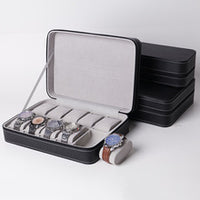 Ostrich Pattern PU Leather Zipper Watch Case, 6 or 10 Slots