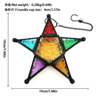 Moroccan Iron Five-Point Star Lantern with Colored Glass