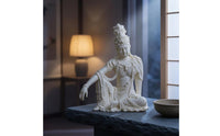Seated Guanyin Statue Tabletop Guanyin Statue Detailed Robes for Home, Entryway