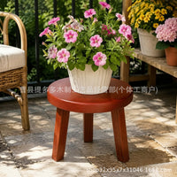 Round Solid Wood Plant Stand, 1-Tier, Brown, for Indoor/Outdoor Use