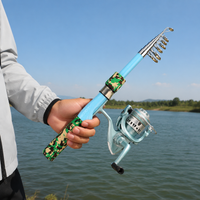 Telescopic Lure Fishing Rod 1.8m, Portable Spinning Rod & Reel Combo Set, Fibreglass Travel Fishing Pole for Stream, 32-46cm Retracted
