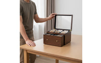 Card Collection Display Case Large Capacity Wooden Trading Card Box Dustproof for Sports Fans