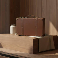Vintage Suitcase Storage Case Rustic Charm Retro Leather Trunk Box Gift-Ready Wooden Luggage Trunk for Shop Window, Bedroom