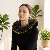 Elizabethan Neck Ruff Theatrical Historical Ruffle Gold-Edged Ruffled for Actors, Cosplayers, Theater, Cosplay, Photoshoots