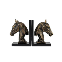 Horse Head Bookends Carved Horse Head Book Holders Compact Shelf Organizers for Readers, Desk, Study, Office