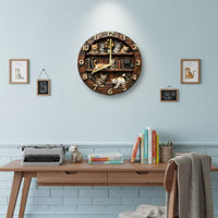 Feline Wall Timepiece Gold Numerals Retro Feline Timepiece Analog Three-Hand