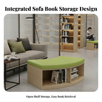 Curved Shelving Unit Bench Integrated Storage Literary Nook Seating Comfortable Padding Ing Long-Lasting Frame for Readers