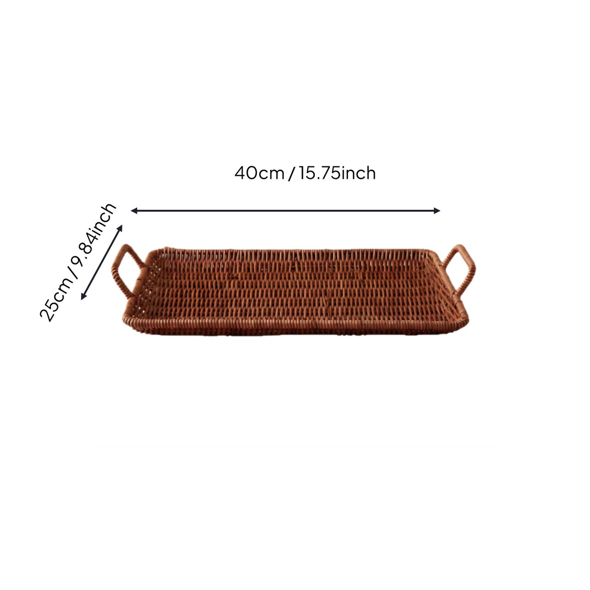 Double-Handle Wicker Tray Decorative Woven Tray Basket Long-Lasting