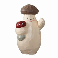 Wooden Toadstool Figurine Tabletop Toadstool Character Ornament Intricate