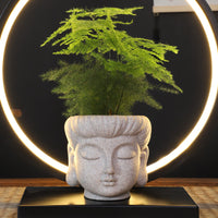 创意简约仿石花盆摆件禅意佛头佛祖园艺庭院景观绿植装饰盆栽花器