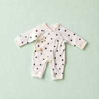 Side Tie Infant Jumpsuit Convenient Closures Long Sleeve Newborn Outfit