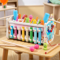 Toddler-Friendly Wooden Pounding Toy with Pegs Developmental Pounding Toy with Mallet Colorful Wooden Activity Box Educational for Toddlers, Playroom, Preschool