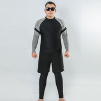 男士大码浮潜水服防晒冲浪加肥加大泳衣漂流三件套拉链胖子泡温泉