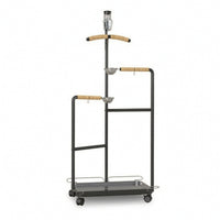 Bird Playstand with Tray Mobile Bird Stand with Wheels Stainless Steel Parrot Activity Center for Training
