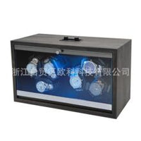 Sandalwood High-Gloss 3-Slot Watch Winder with 3 Storage Compartments
